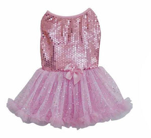 Pawpatu Pink Sequin Ruffle Petti Dress for Pets