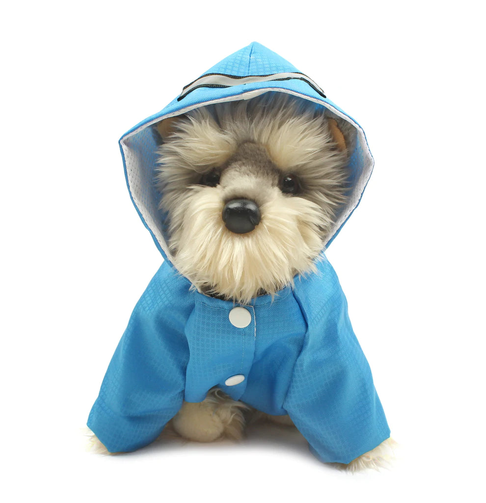 Pawpatu Blue Hooded Reflective Raincoat for Dogs