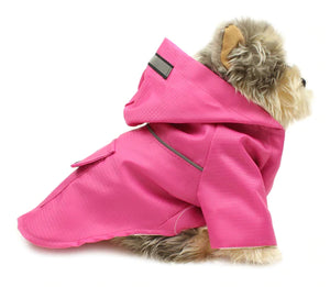 Pawpatu Hot Pink Hooded Reflective Raincoat for Dogs