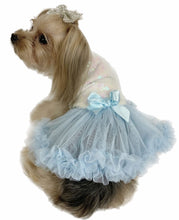 Pawpatu White and Blue Sequin Ruffle Petti Dress for Pets