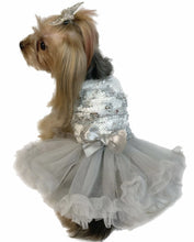 Pawpatu Reversible Sequin Silver Ruffle Petti Dress for Pets