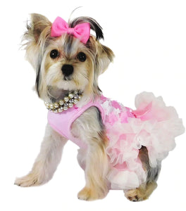 Pawpatu Pink 3D Flower Bridal Shower Petti Dress for Pets