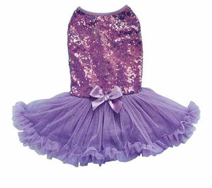 Pawpatu Purple Sequin Ruffle Petti Dress for Pets